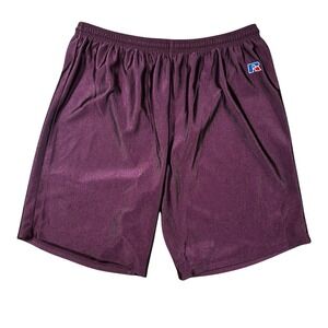 Vintage Russell Athletic Silky Shiny Shorts‎ Men's Size XL Maroon Red